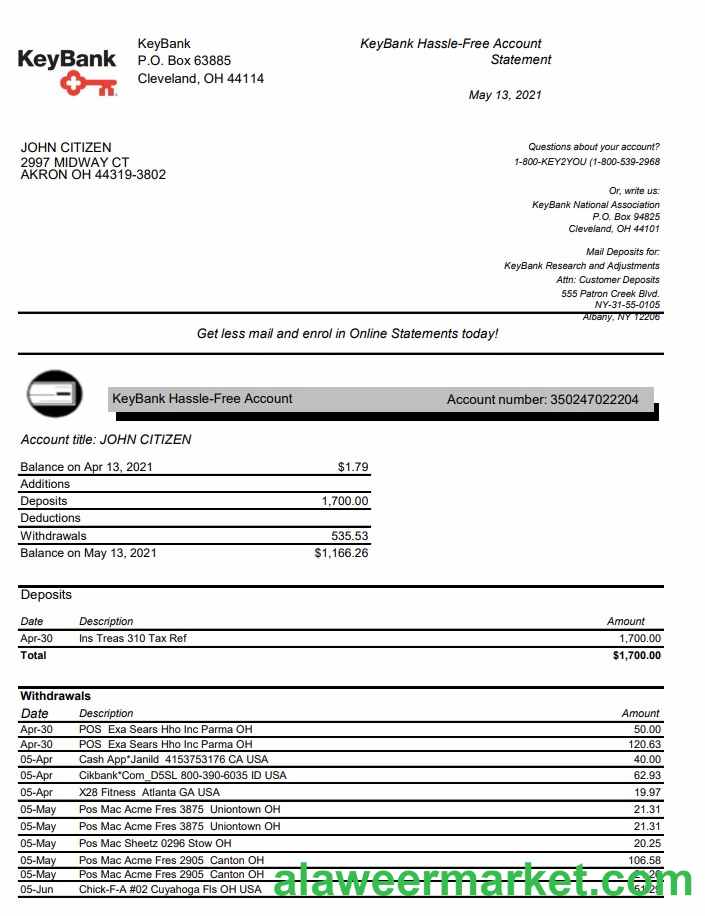 USA Ohio KeyBank excel